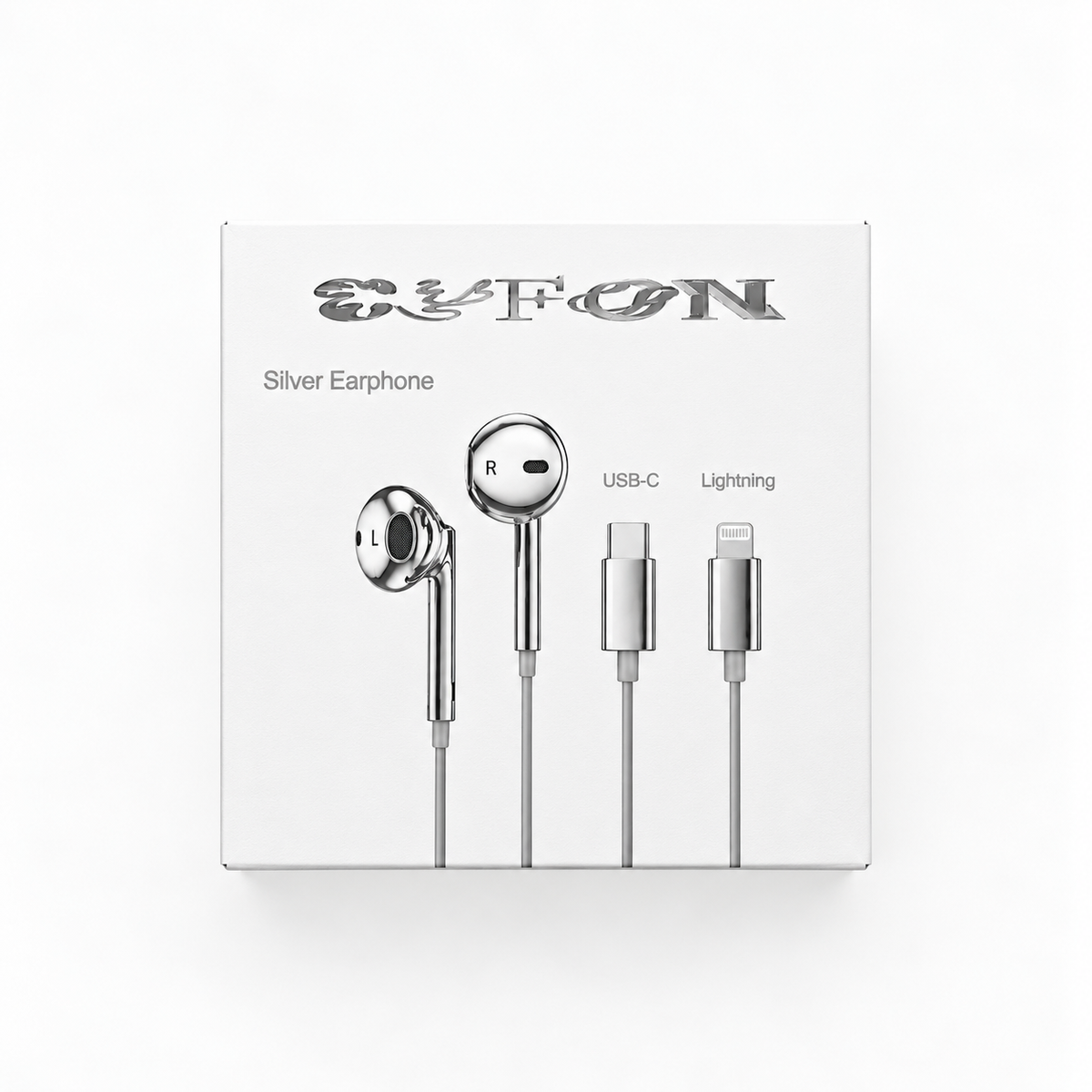 silver earphone